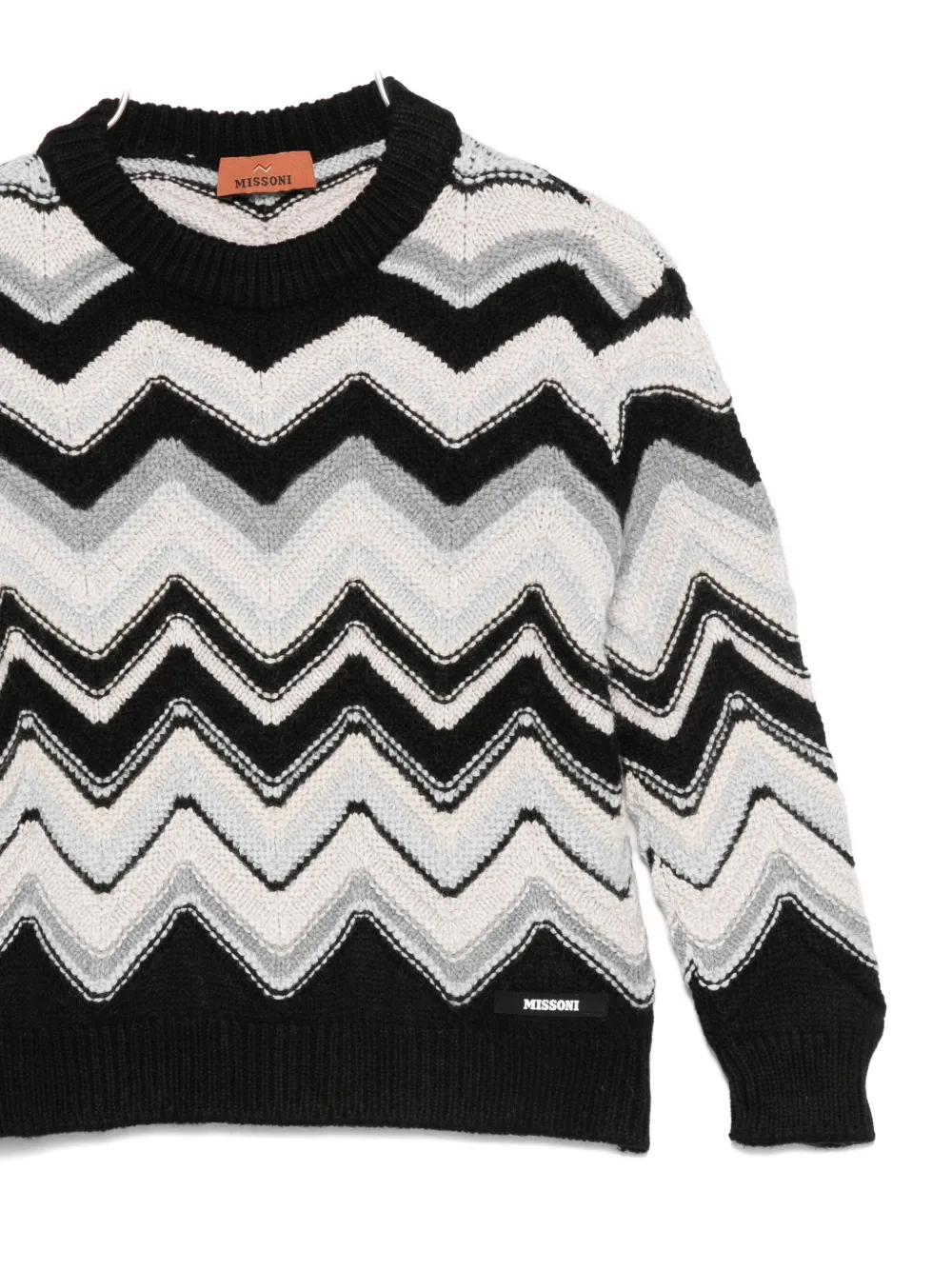 Missoni Kids Trui met chevron patroon van wolblend Zwart