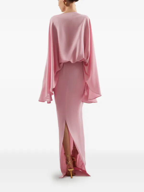 taller marmo pink dress Taller Marmo Eolia Cape-sleeve Maxi Dress