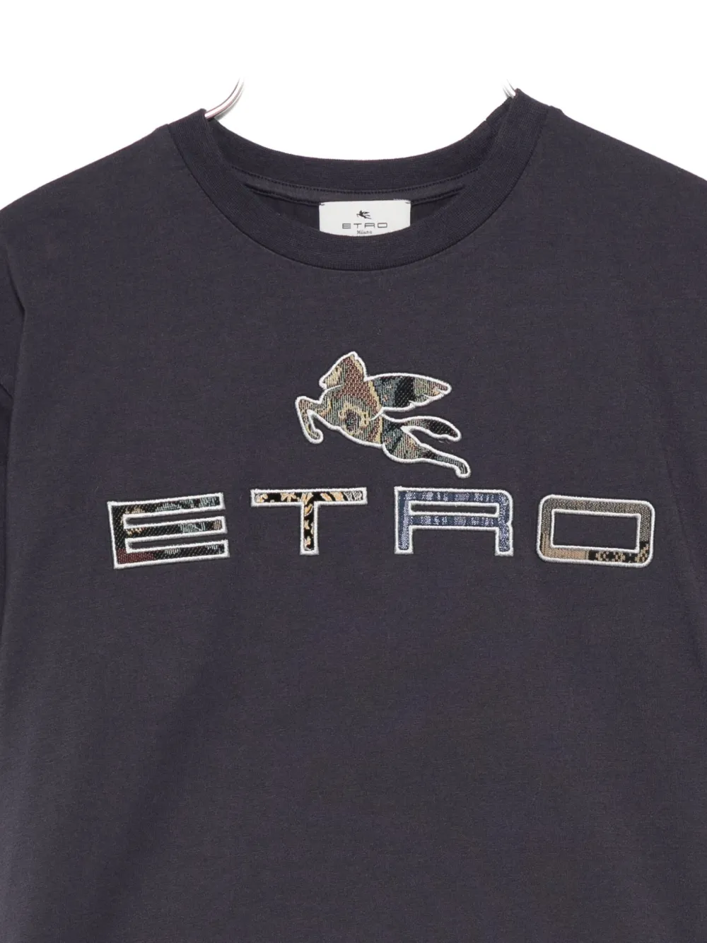 ETRO KIDS Katoenen T-shirt met Pegasus-patroon Blauw