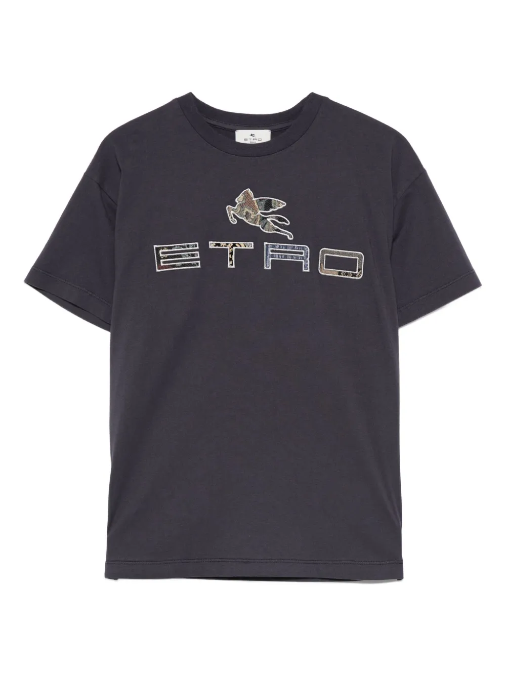 ETRO KIDS Katoenen T-shirt met Pegasus-patroon Blauw