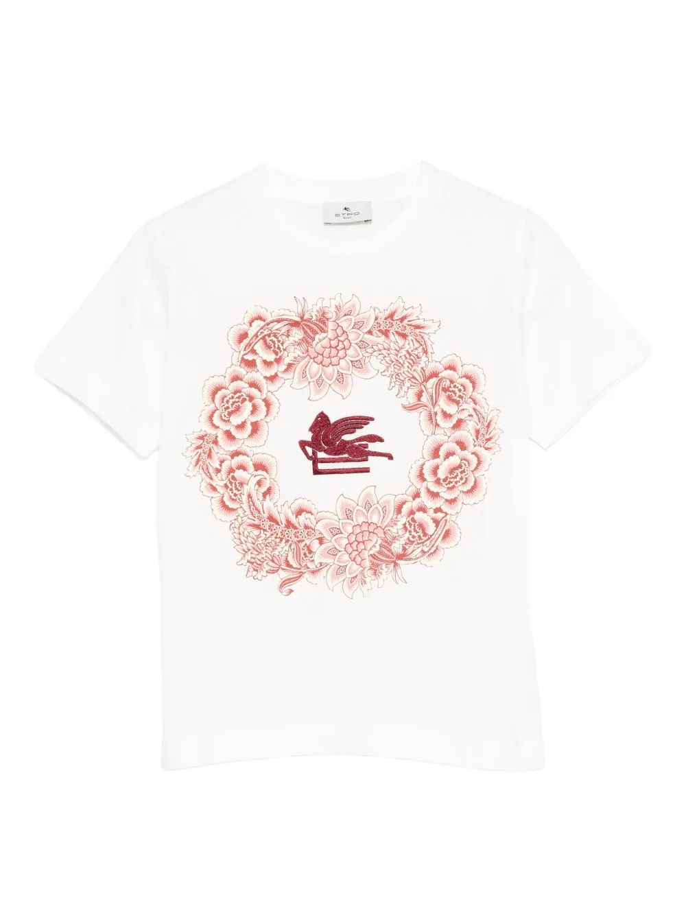 ETRO KIDS Pegaso T-shirt met bloe krans Wit
