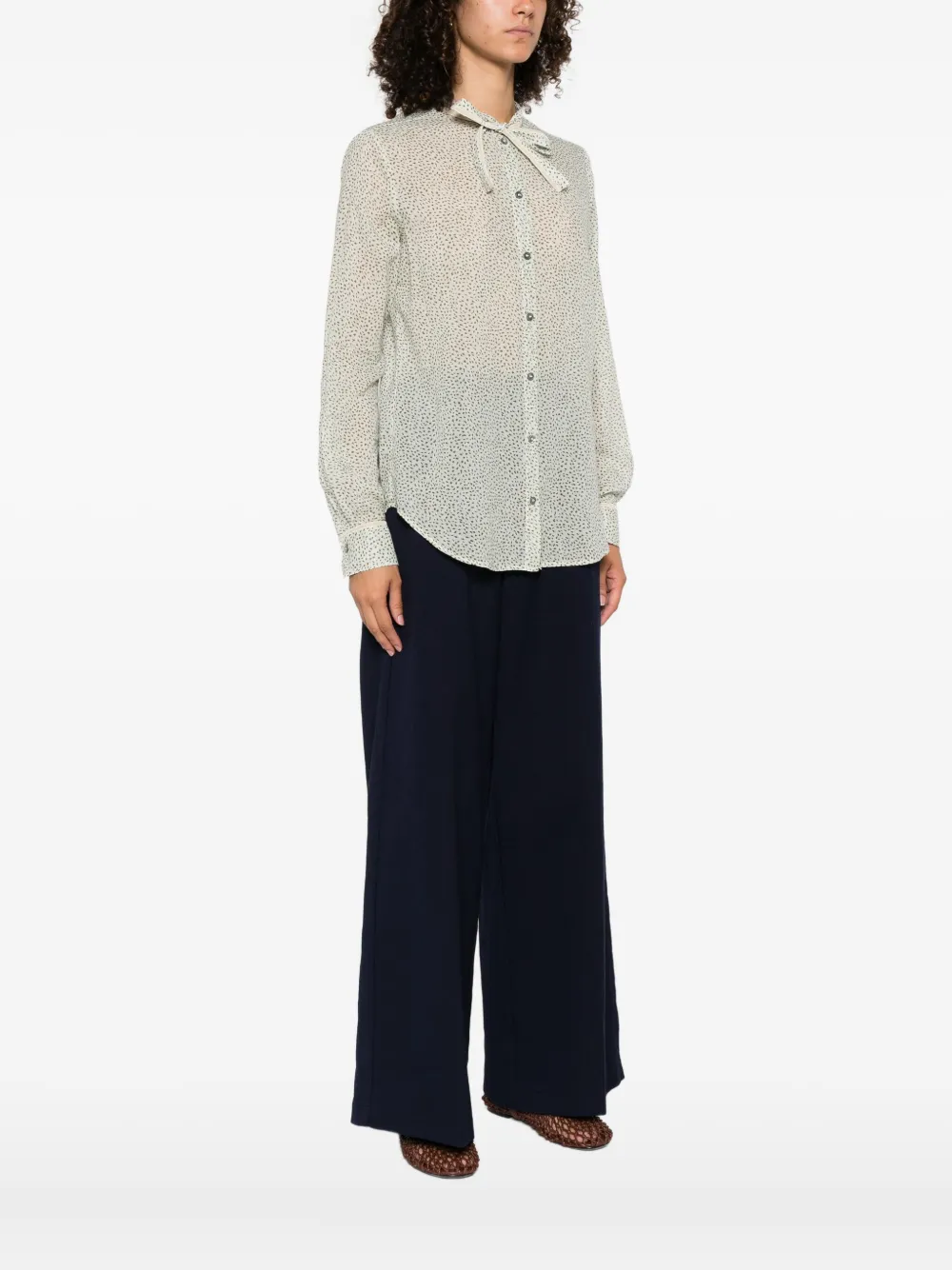 Forte tie-neck speckled shirt Wit