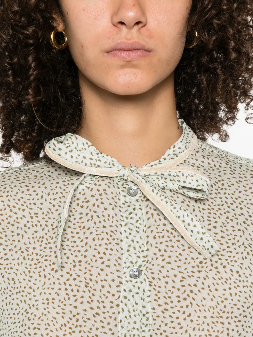 Forte tie-neck speckled shirt Wit