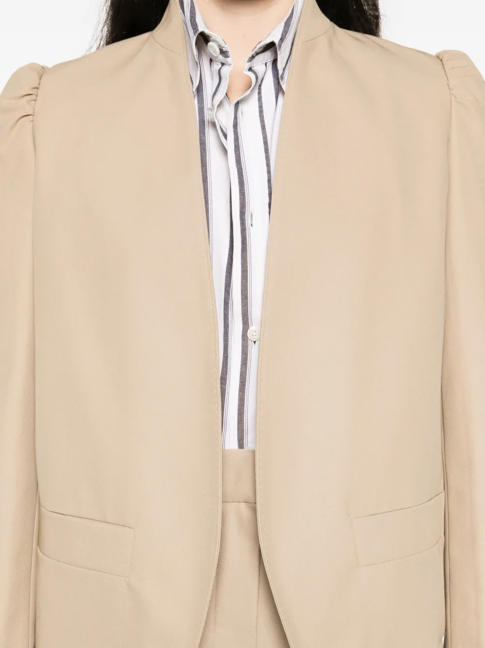 Max Mara PHEBE jack met pofmouwen en open voorkant Beige