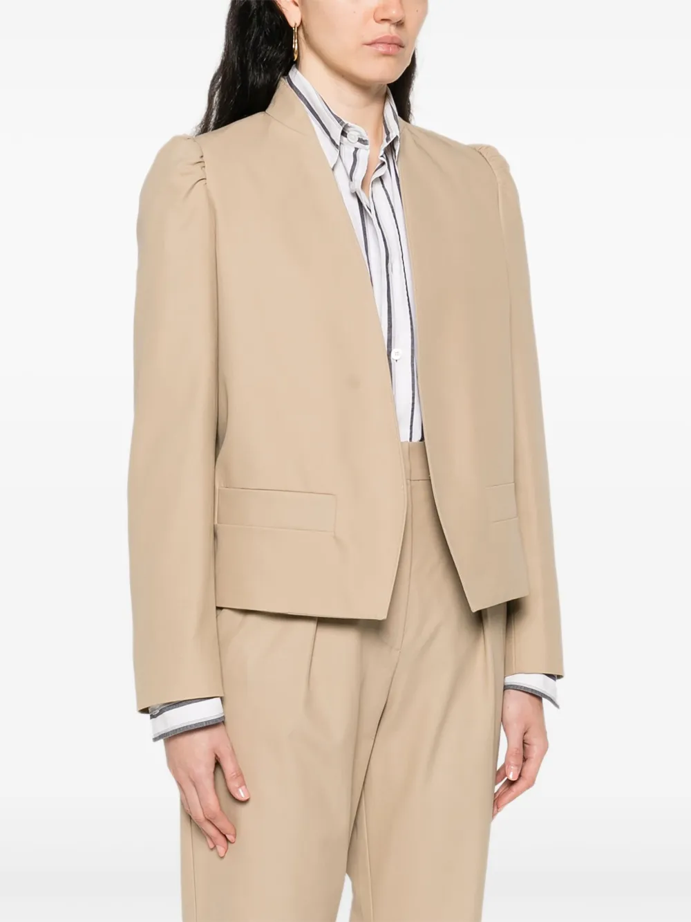 Max Mara PHEBE jack met pofmouwen en open voorkant Beige