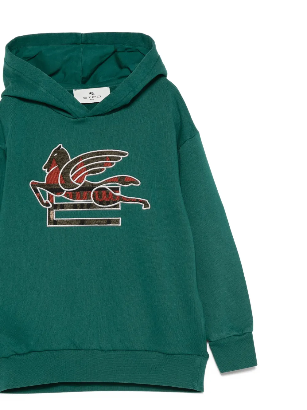 ETRO KIDS Pegaso-embroidered hoodie Groen