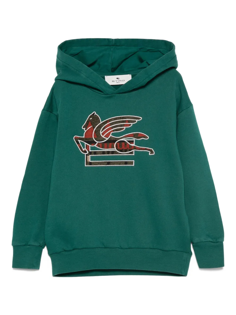 ETRO KIDS Pegaso-embroidered hoodie Groen