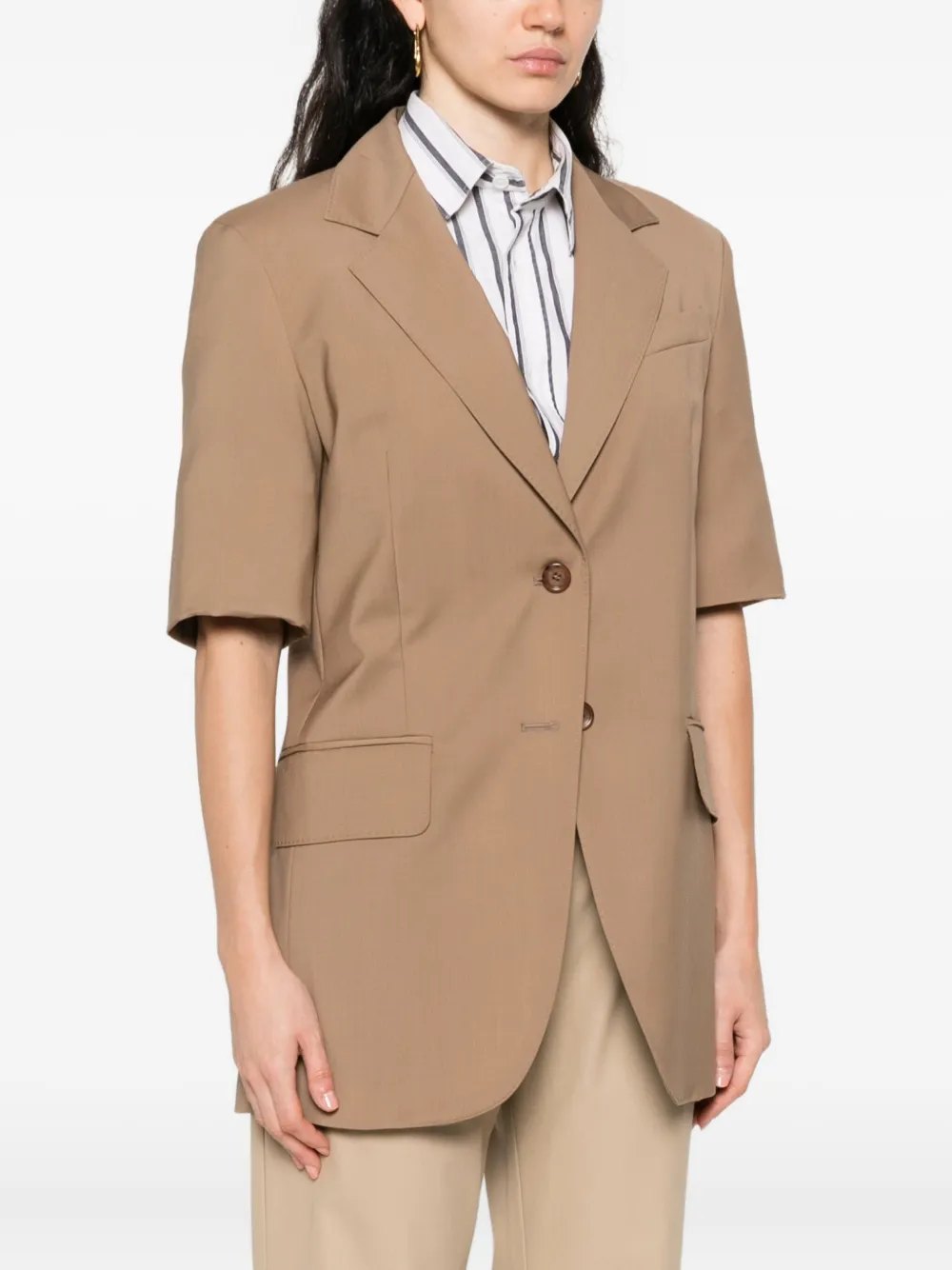 Max Mara OTTUSO blazer met gekerfde revers en korte mouwen Bruin