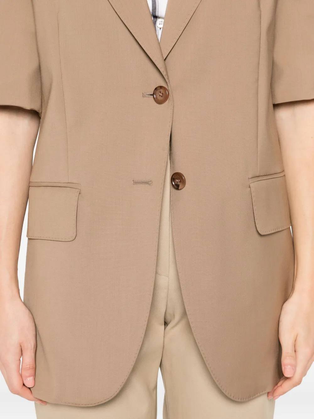 Max Mara OTTUSO blazer met gekerfde revers en korte mouwen Bruin