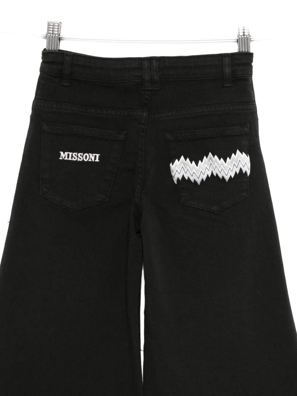 Missoni Kids Broek met zigzag-borduurwerk Zwart