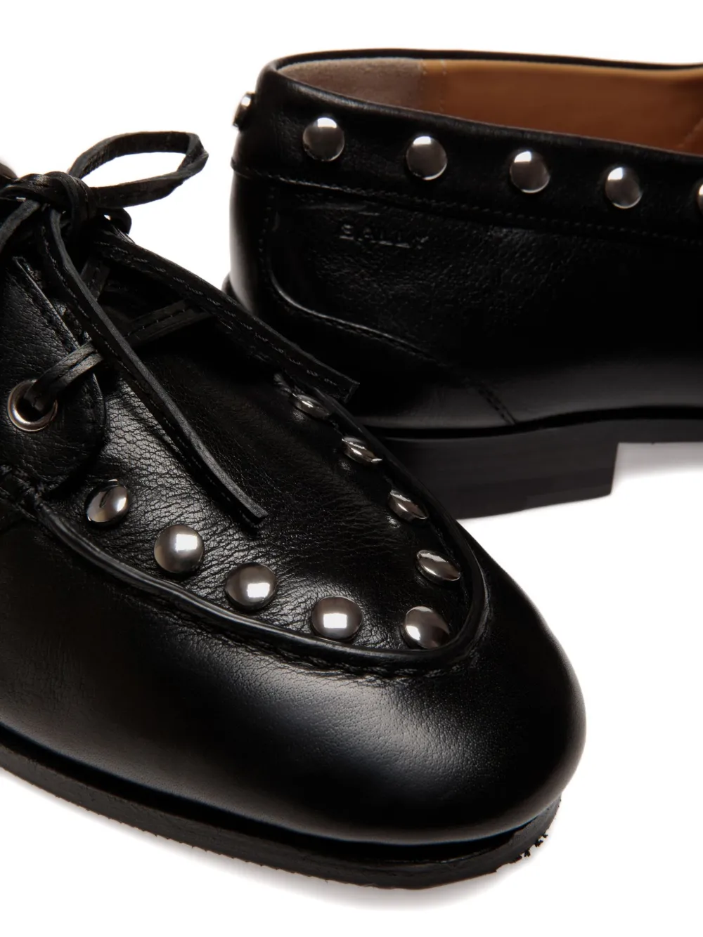 Bally Plume studded leather boat shoes Black