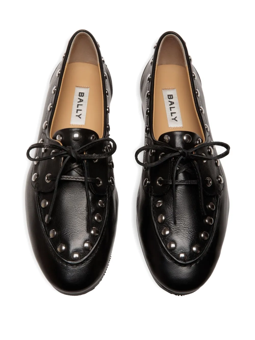 Bally Plume studded leather boat shoes Black