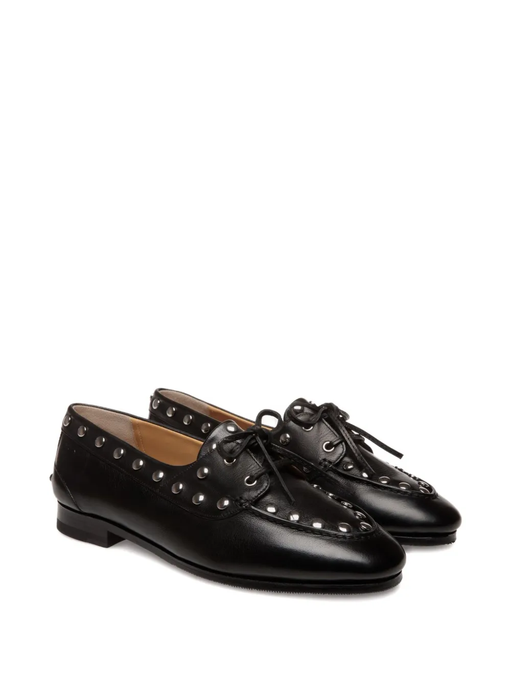 Bally Plume studded leather boat shoes Black