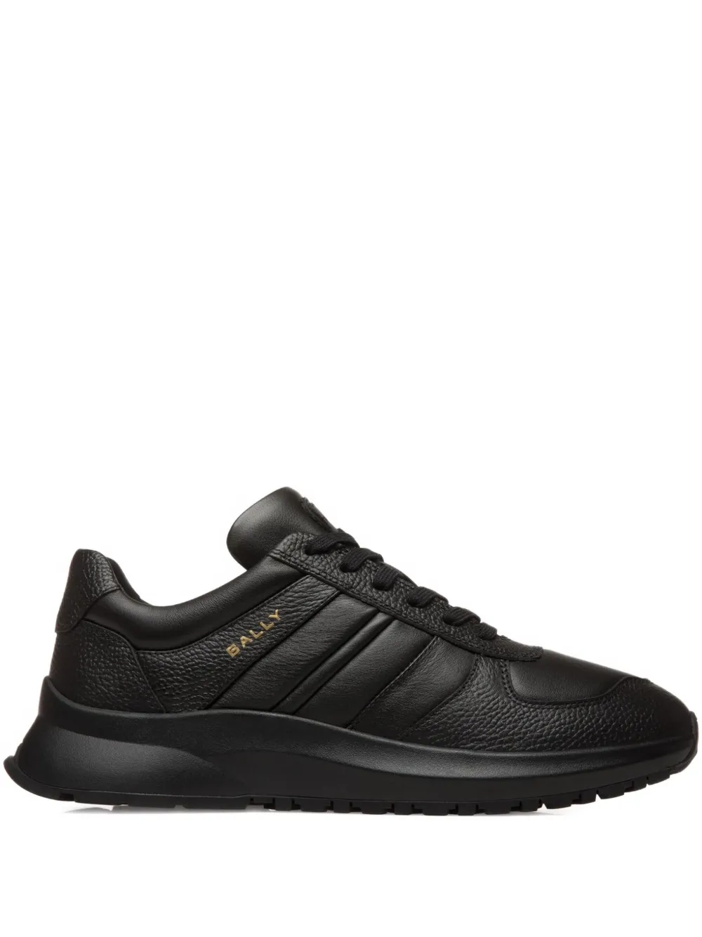Bally Outline grained leather ribbon sneakers Black
