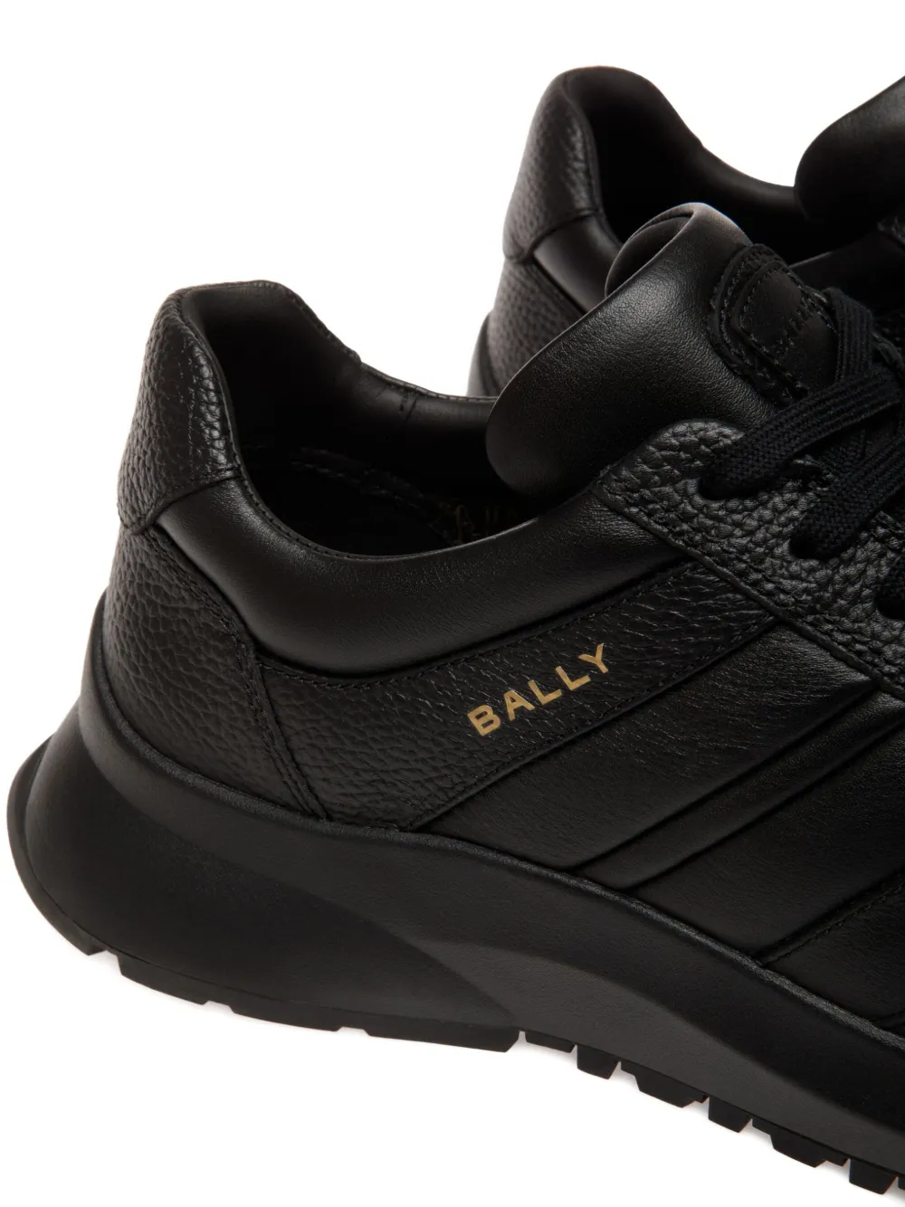 Bally Outline grained leather ribbon sneakers Black
