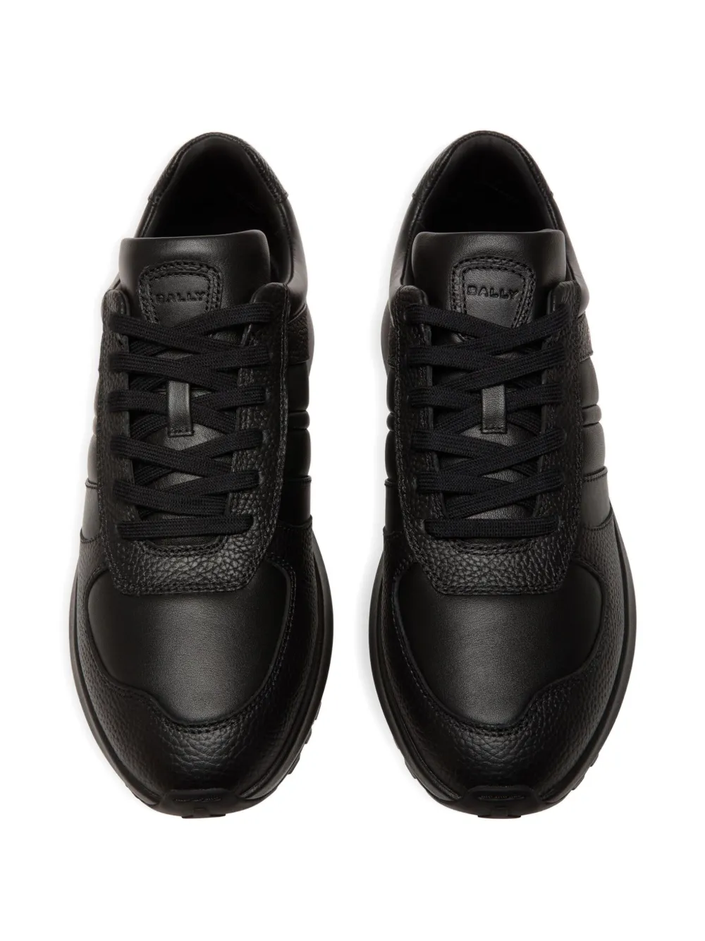 Bally Outline grained leather ribbon sneakers Black