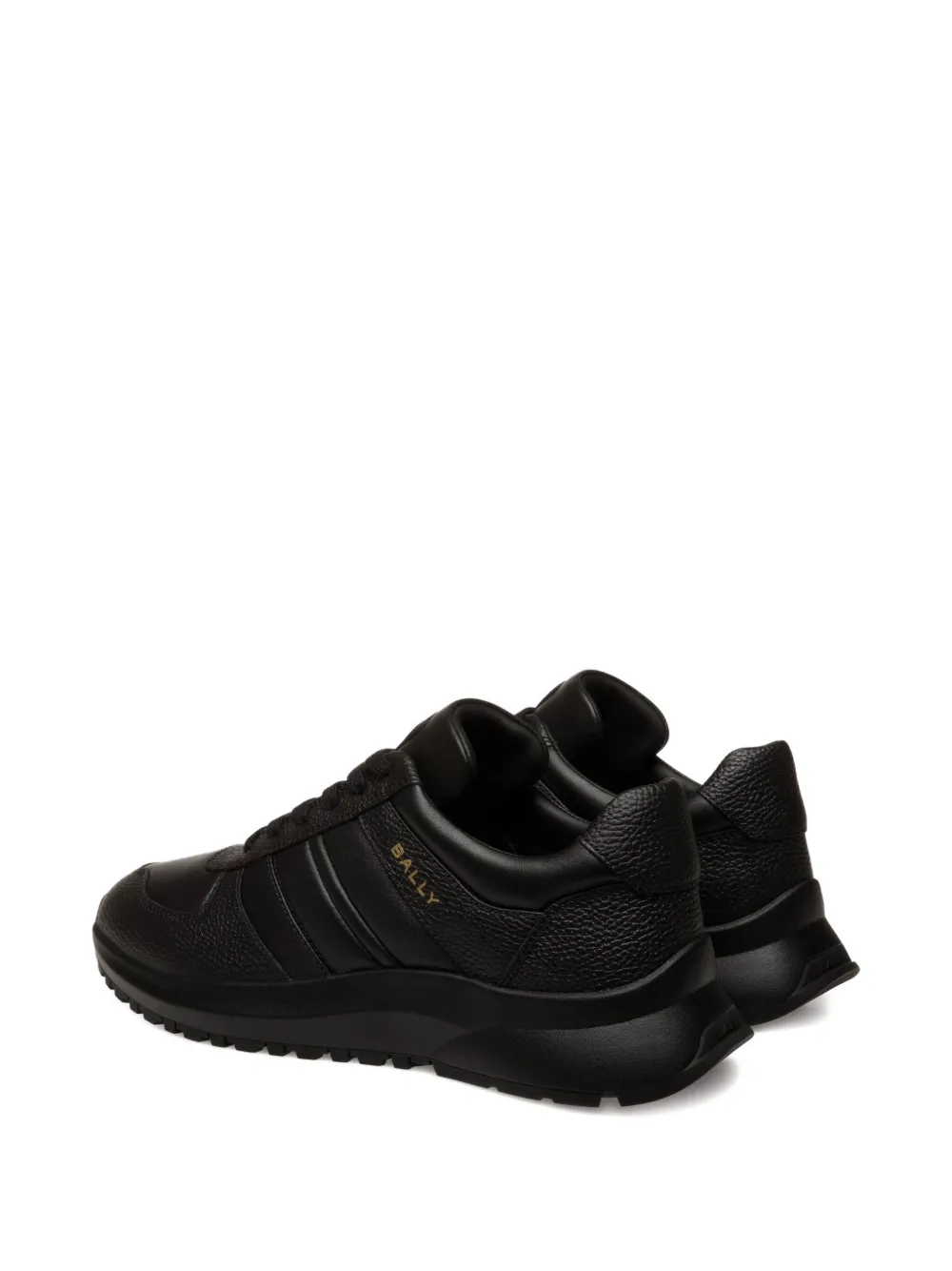 Bally Outline grained leather ribbon sneakers Black