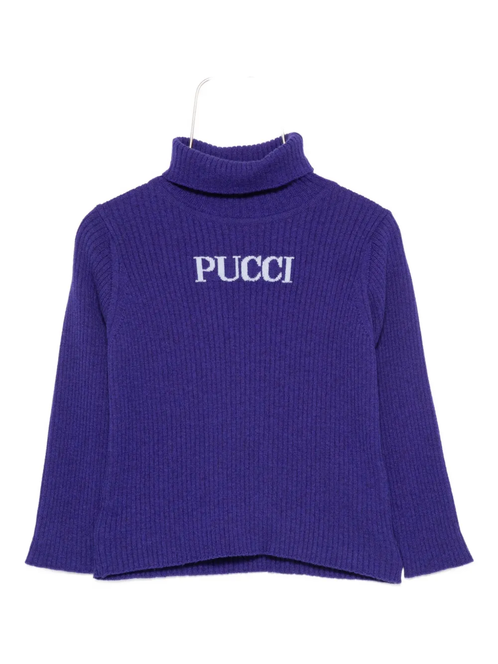 PUCCI Junior ribbed turtleneck sweater Blauw