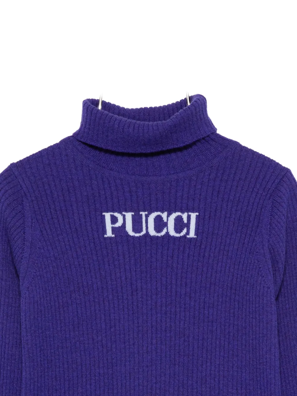 PUCCI Junior ribbed turtleneck sweater Blauw