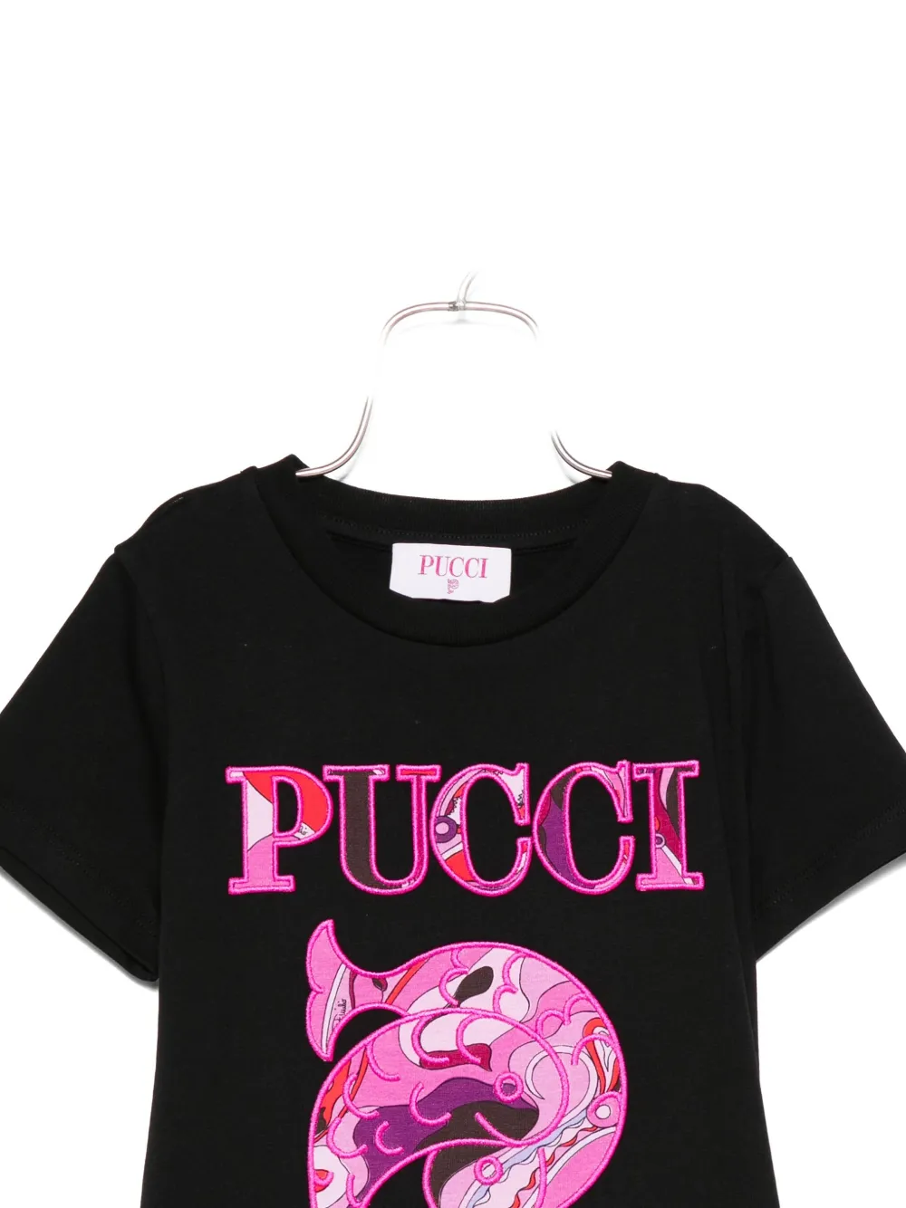 PUCCI Junior logo-embellished paisley print T-shirt Zwart