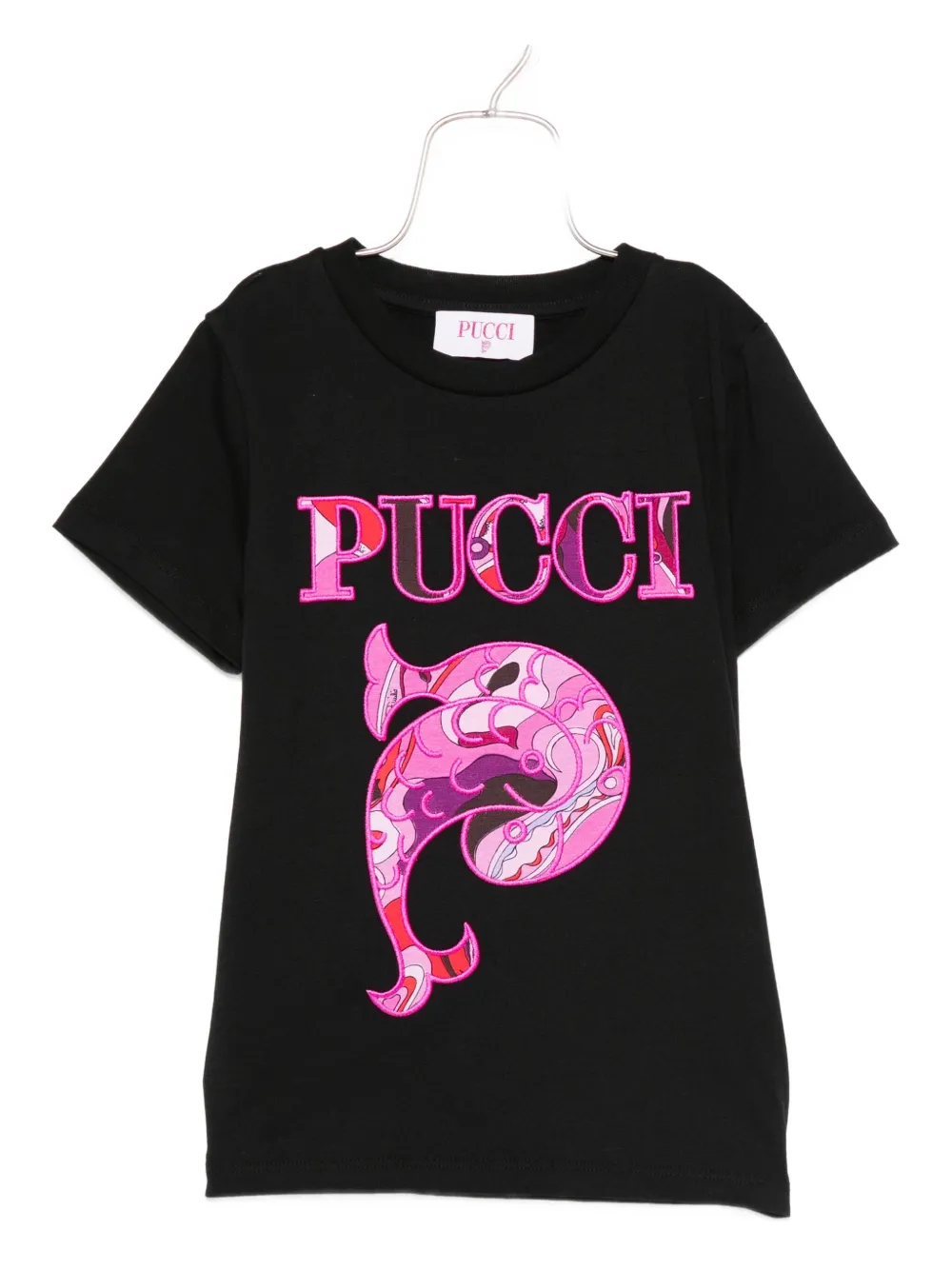 PUCCI Junior logo-embellished paisley print T-shirt Zwart