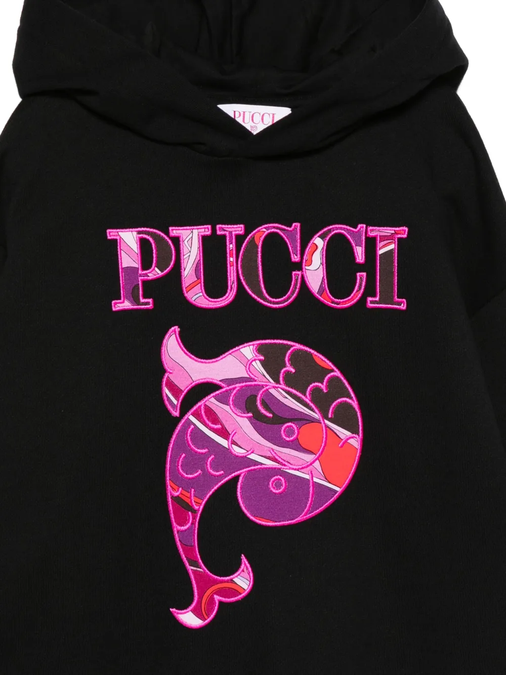 PUCCI Junior embroidered-fish hoodie Zwart