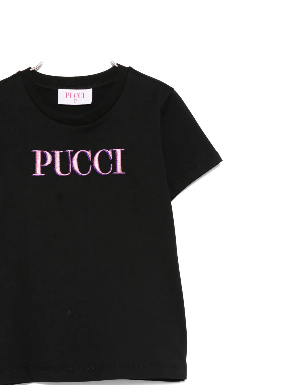 PUCCI Junior embroidered logo T-shirt Zwart
