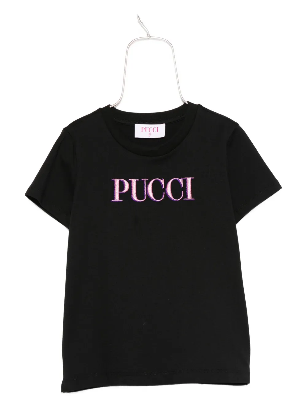 PUCCI Junior embroidered logo T-shirt Zwart