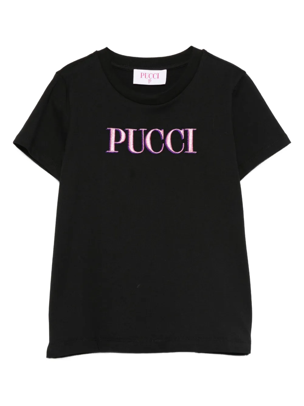 PUCCI Junior embroidered logo T-shirt Zwart