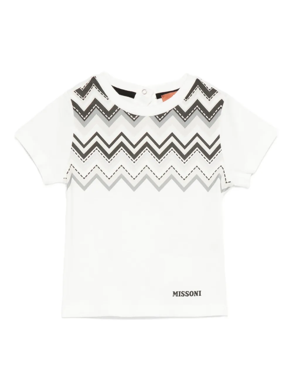 Missoni Kids T-shirt met chevron patroon en korte mouwen Wit