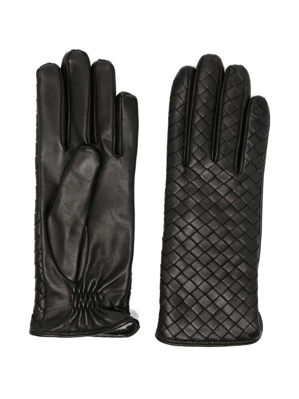 Manokhi leather woven gloves Zwart