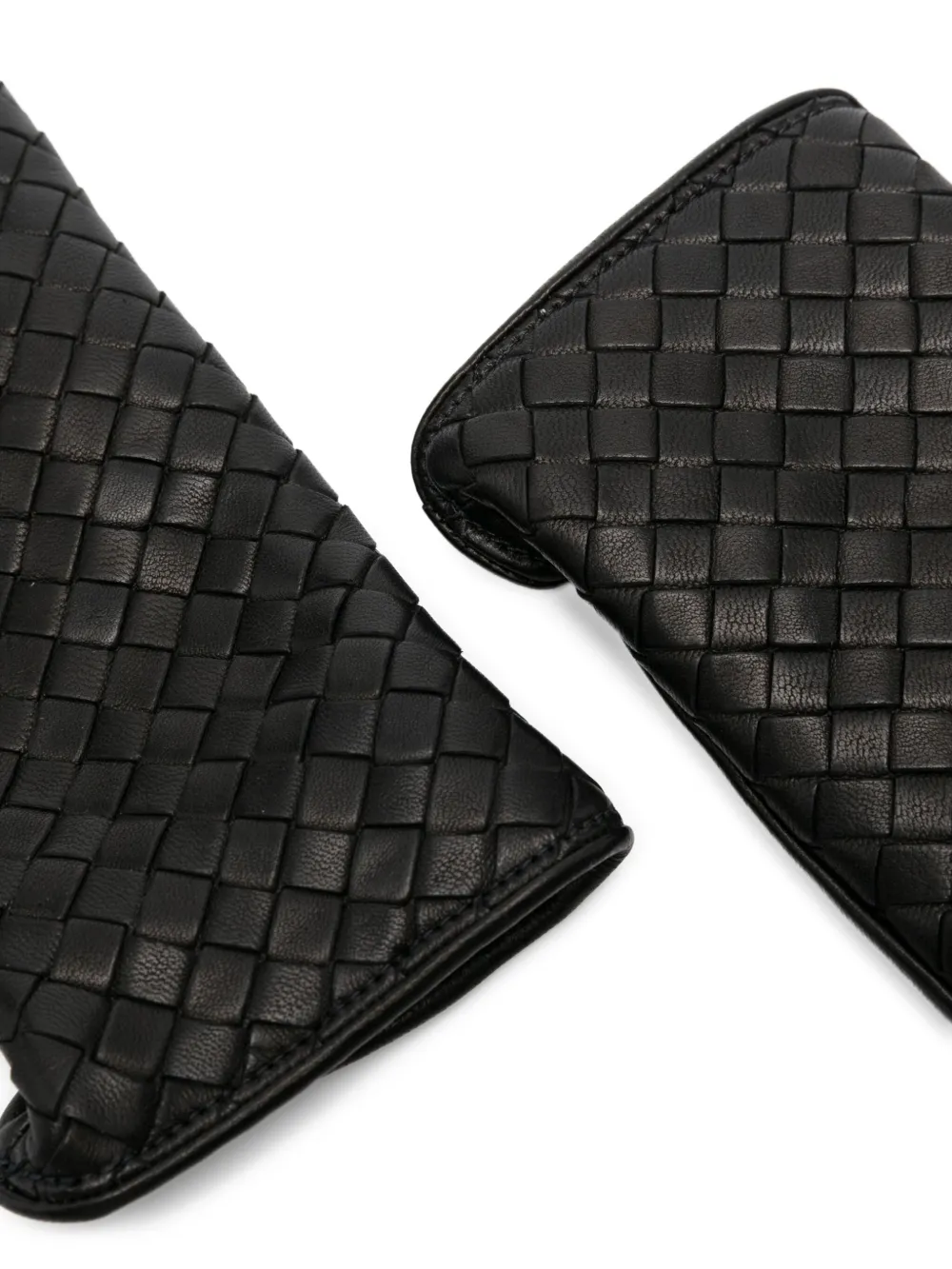Manokhi leather woven gloves Zwart