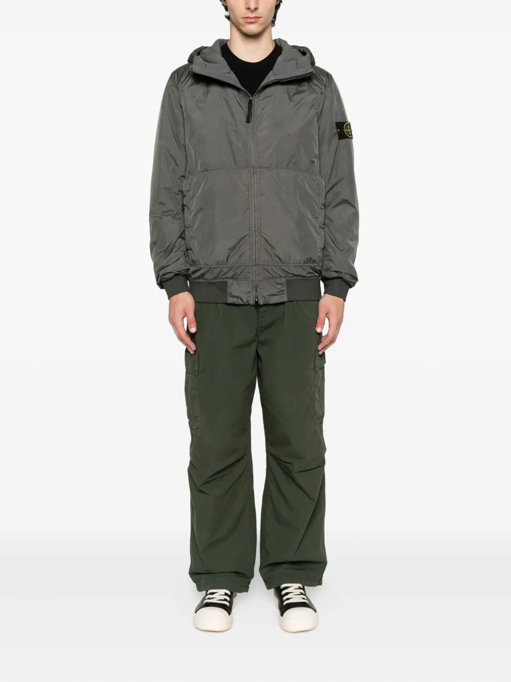 Stone Island Jack met capuchon en vlakken Grijs