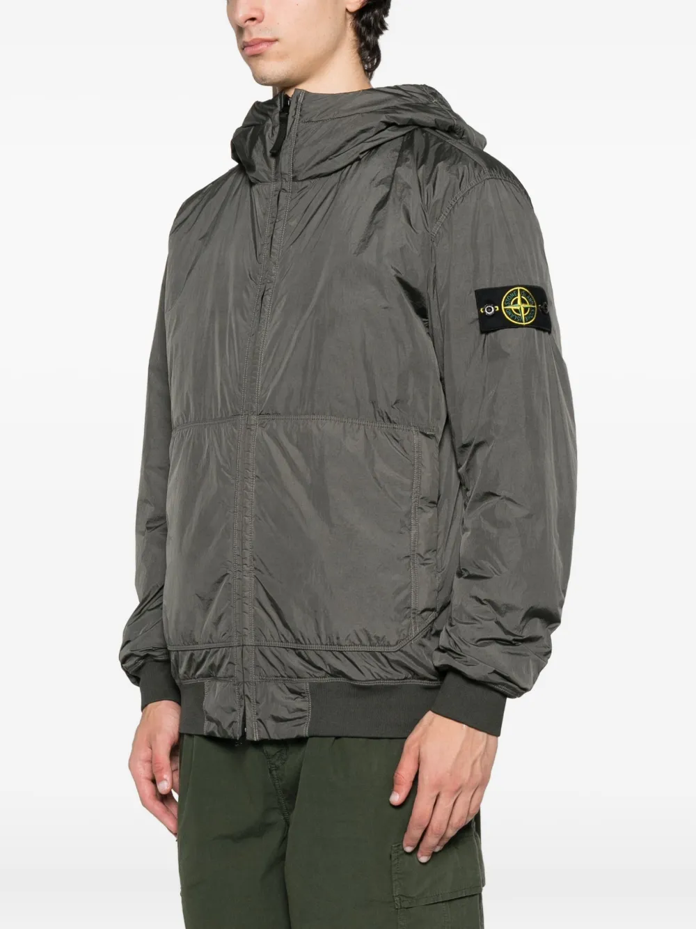 Stone Island Jack met capuchon en vlakken Grijs