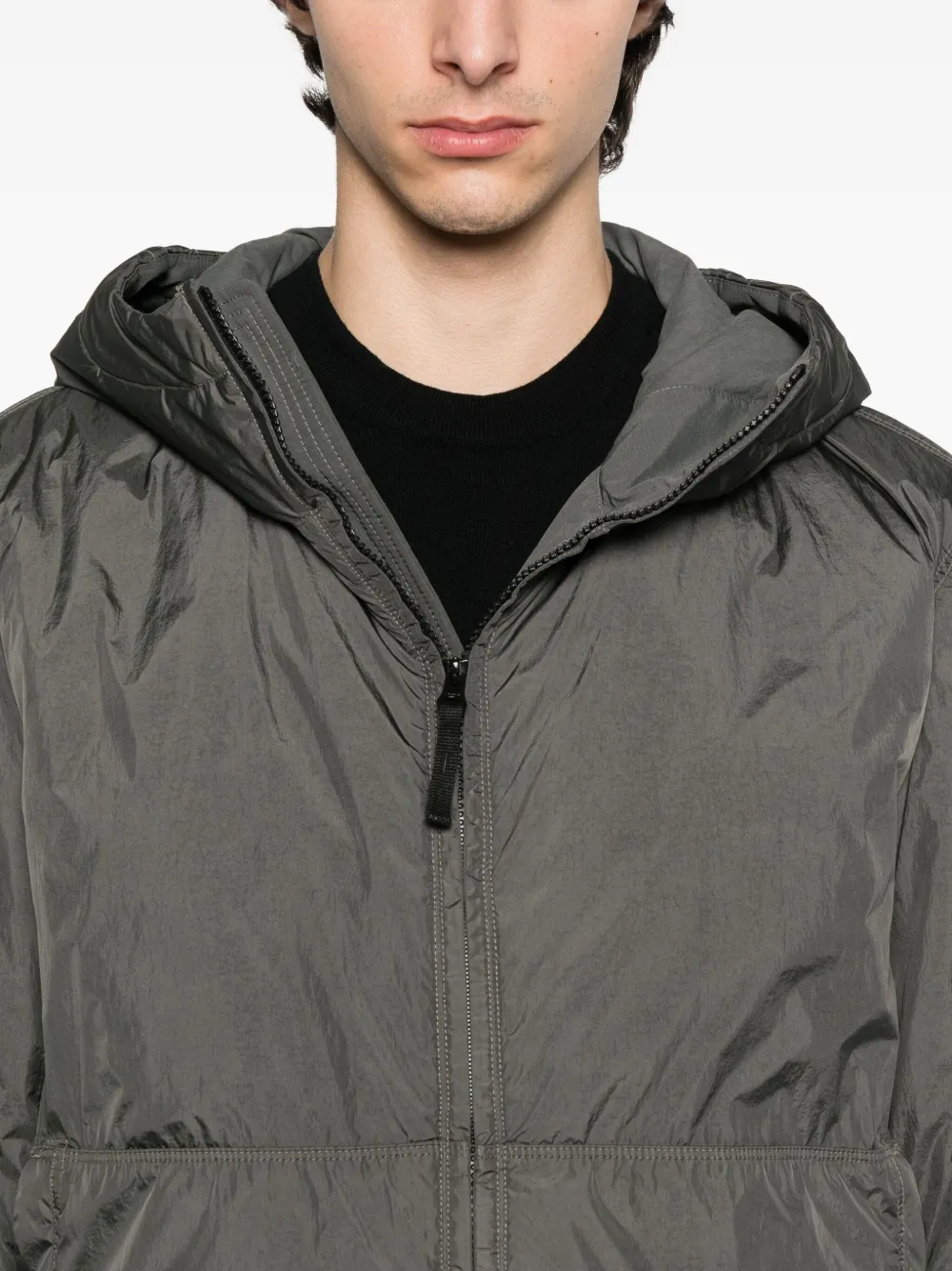 Stone Island Jack met capuchon en vlakken Grijs