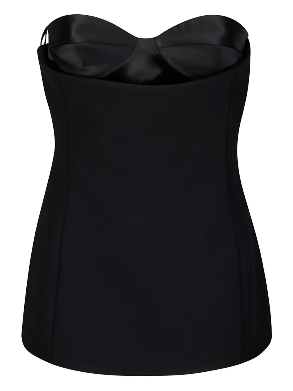 KHAITE Ayla satin-bustier strapless top Zwart
