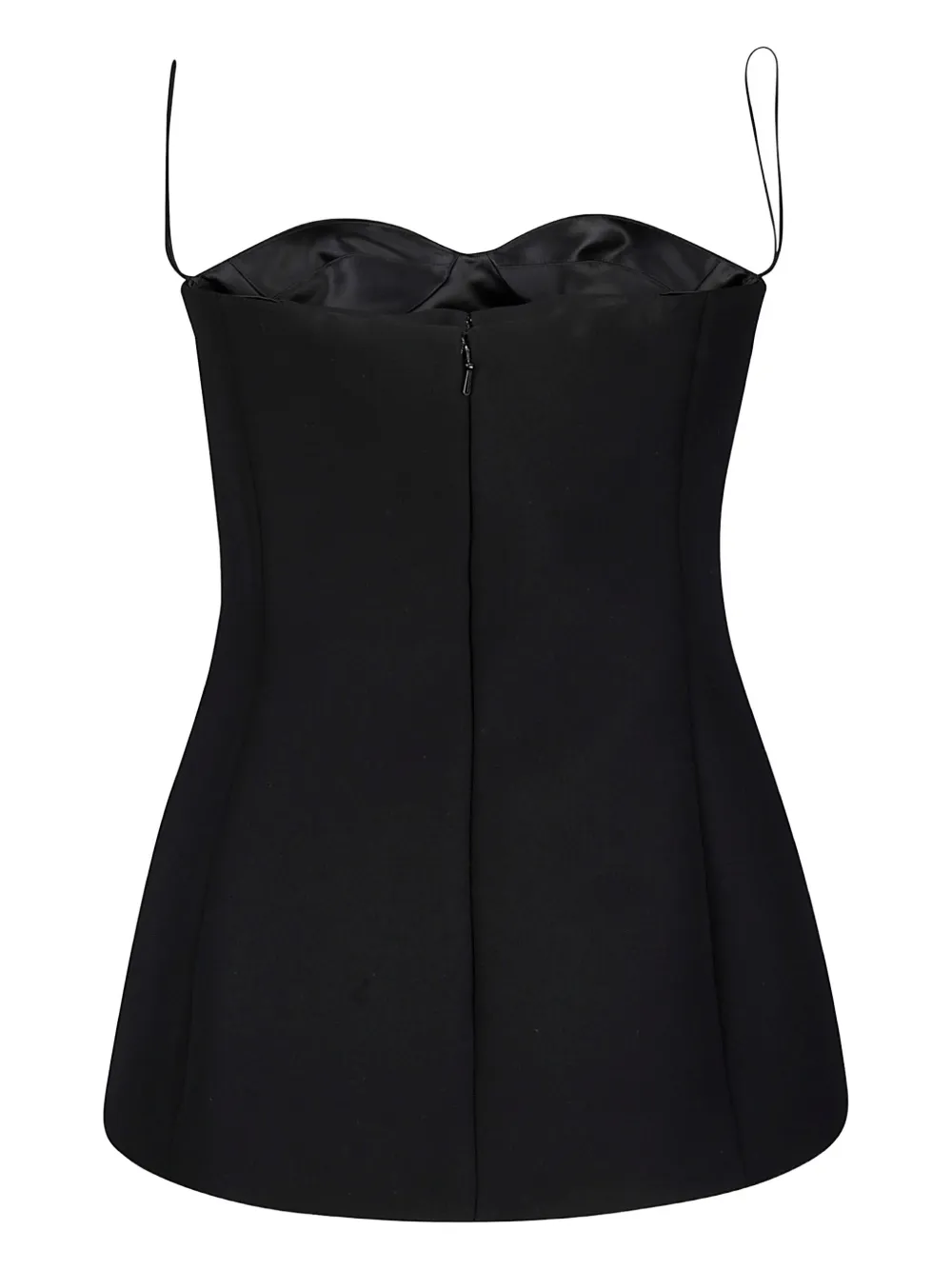 KHAITE Ayla satin-bustier strapless top Zwart