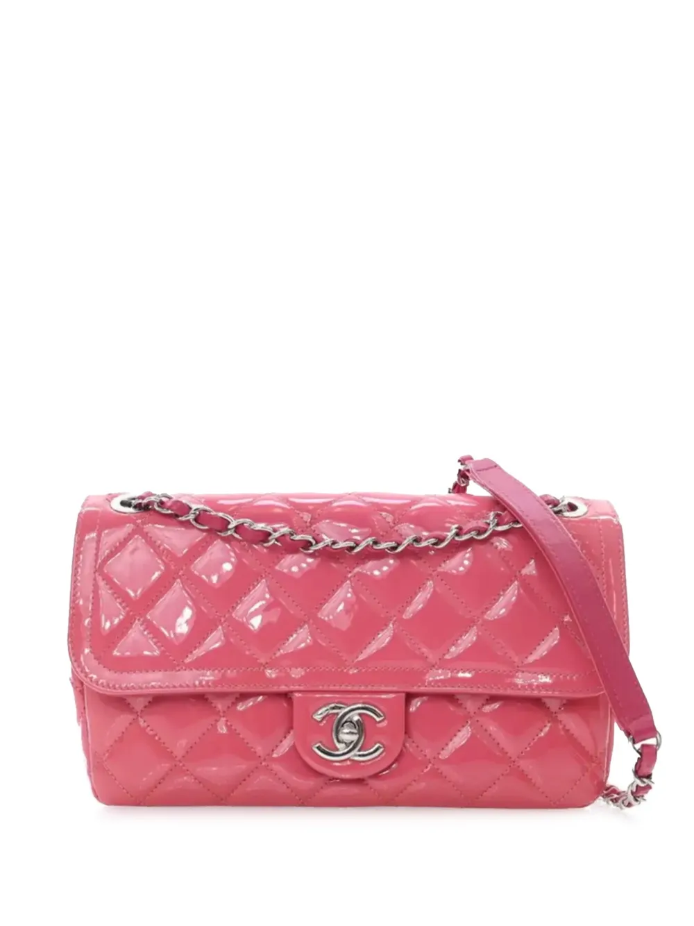 CHANEL Pre-Owned 2014-2015 ミディアム パテント ココ シャイン フラップ ショルダーバッグ - ピンク CHANEL Pre-Owned 2014-2015 ミディアム パテント ココ シャイン フラップ ショルダーバッグ - ピンク