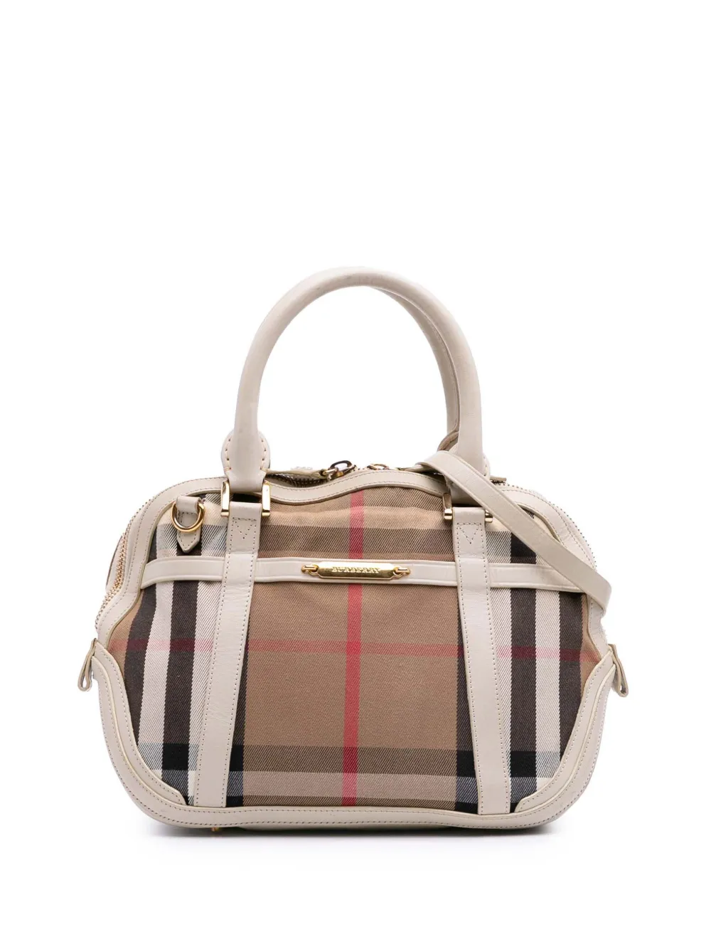 Burberry Pre-Owned 2000-2017 スモール レザートリム ハウスチェック キャンバス ブライドル オーチャード Burberry Pre-Owned 2000-2017 スモール レザートリム ハウスチェック キャンバス ブライドル オーチャード