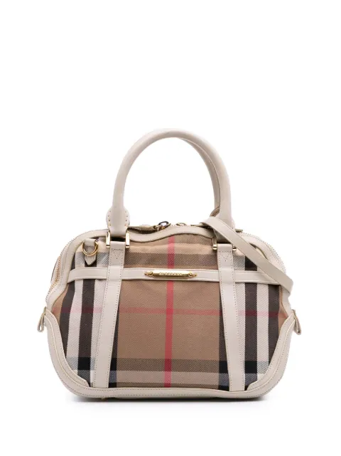 Burberry Pre-Owned 2000-2017 Small Leather Trimmed House Check Canvas Bridle Orchard satchel