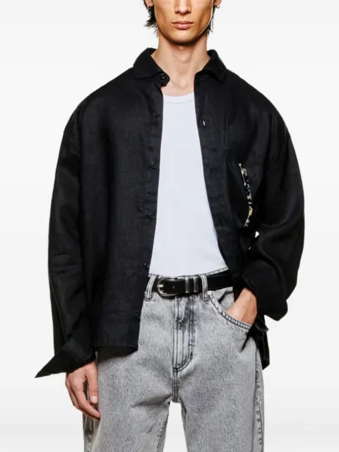 MKI Miyuki Zoku logo-embroidered linen shirt