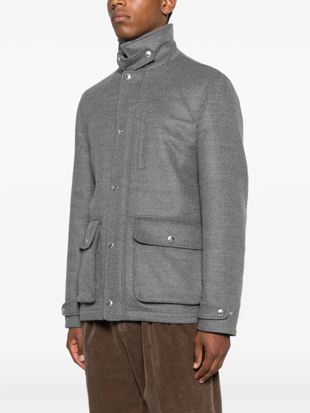Brunello Cucinelli Wollen jack met klepzak Grijs