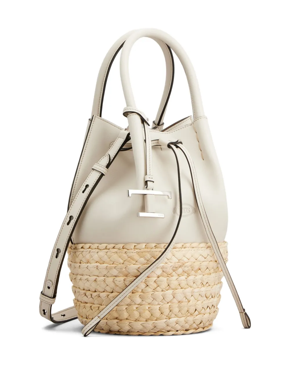 Tod's Kleine bucket-tas met leren afwerking Wit