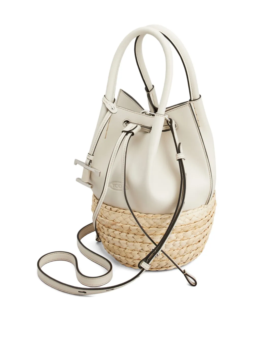 Tod's Kleine bucket-tas met leren afwerking Wit