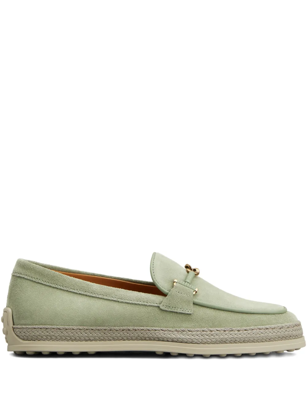 Tod's Suède loafers met raffia afwerking Groen