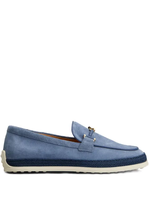 Tod's rafia-trimmed suede loafers