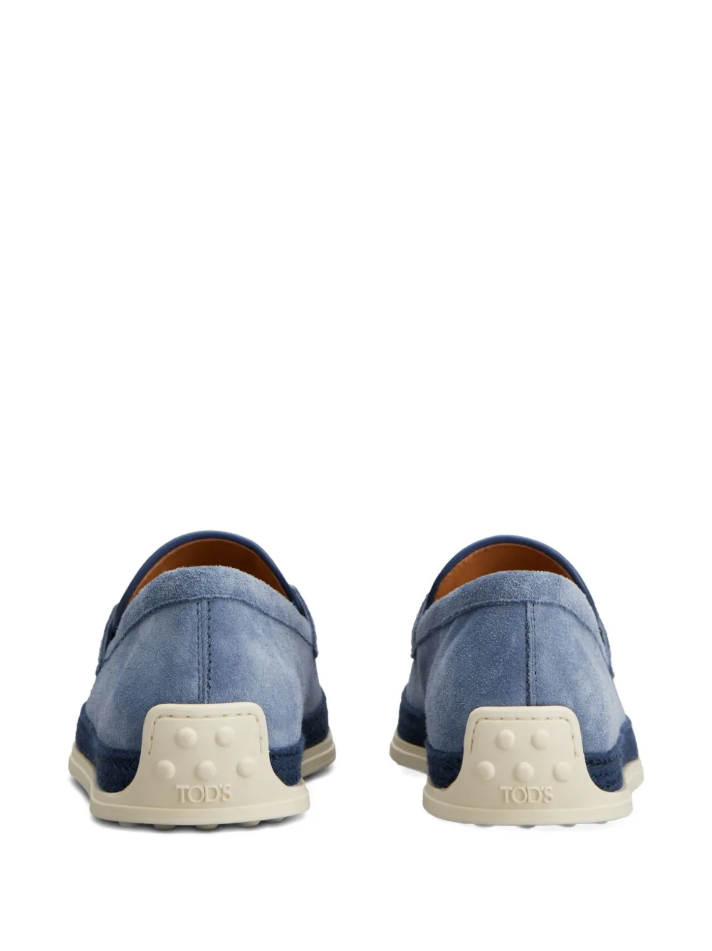 Tod's rafia-trimmed suede loafers Blue