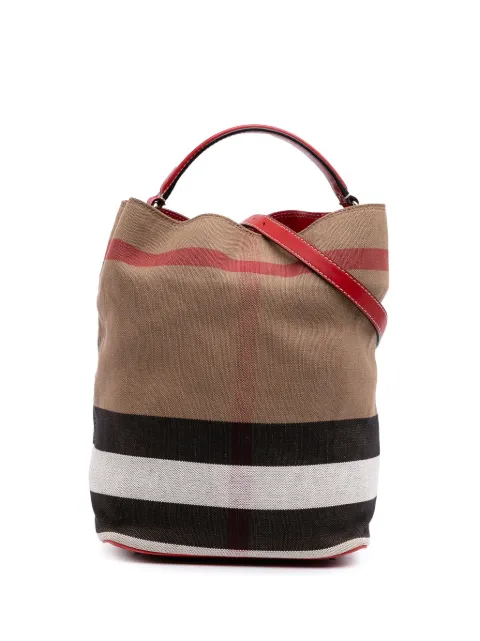 Burberry Pre-Owned 2000-2024 Medium Mega Check Canvas Ashby Bucket Bag satchel