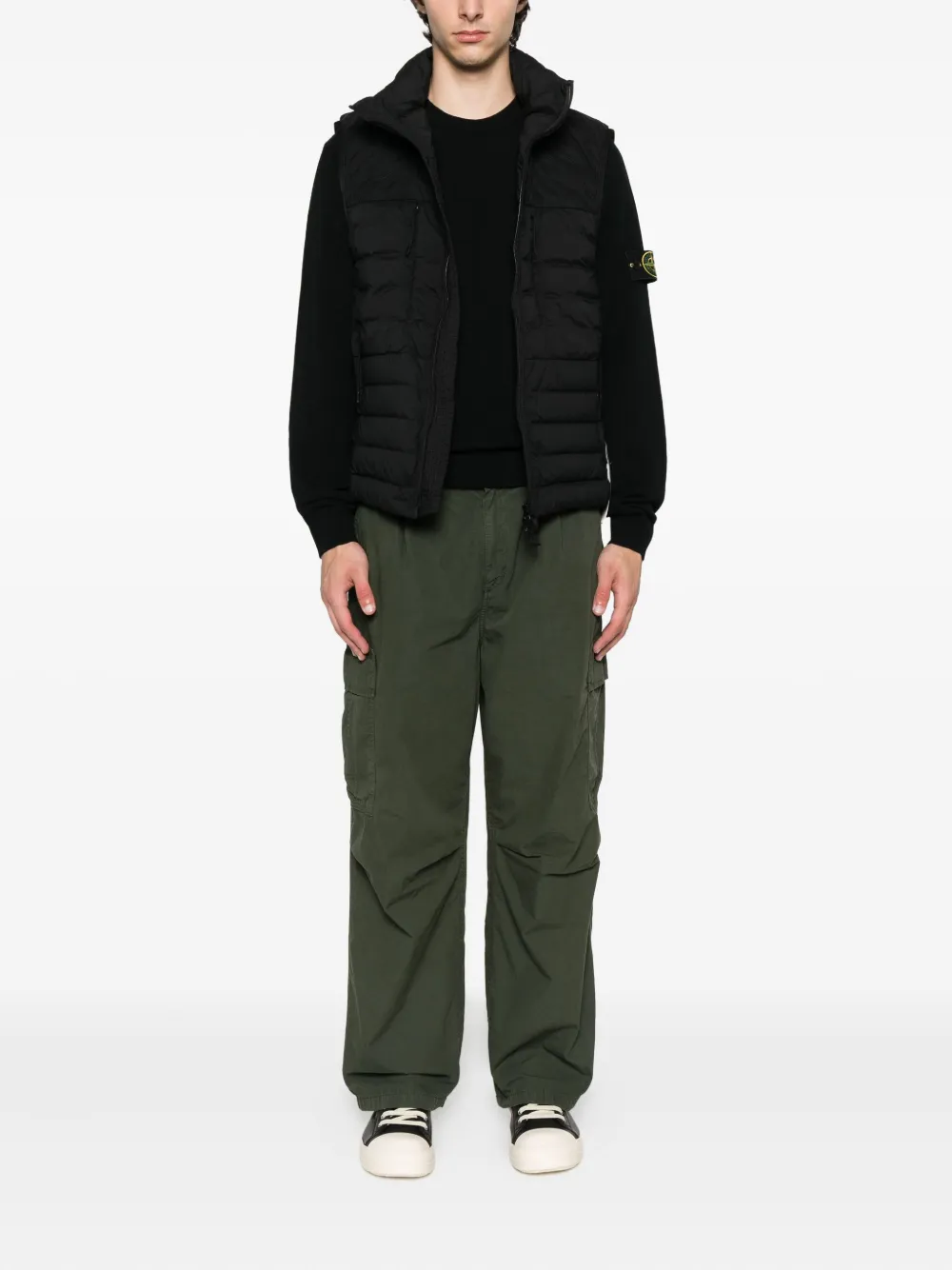 Stone Island logo-patch crew-neck sweater Zwart