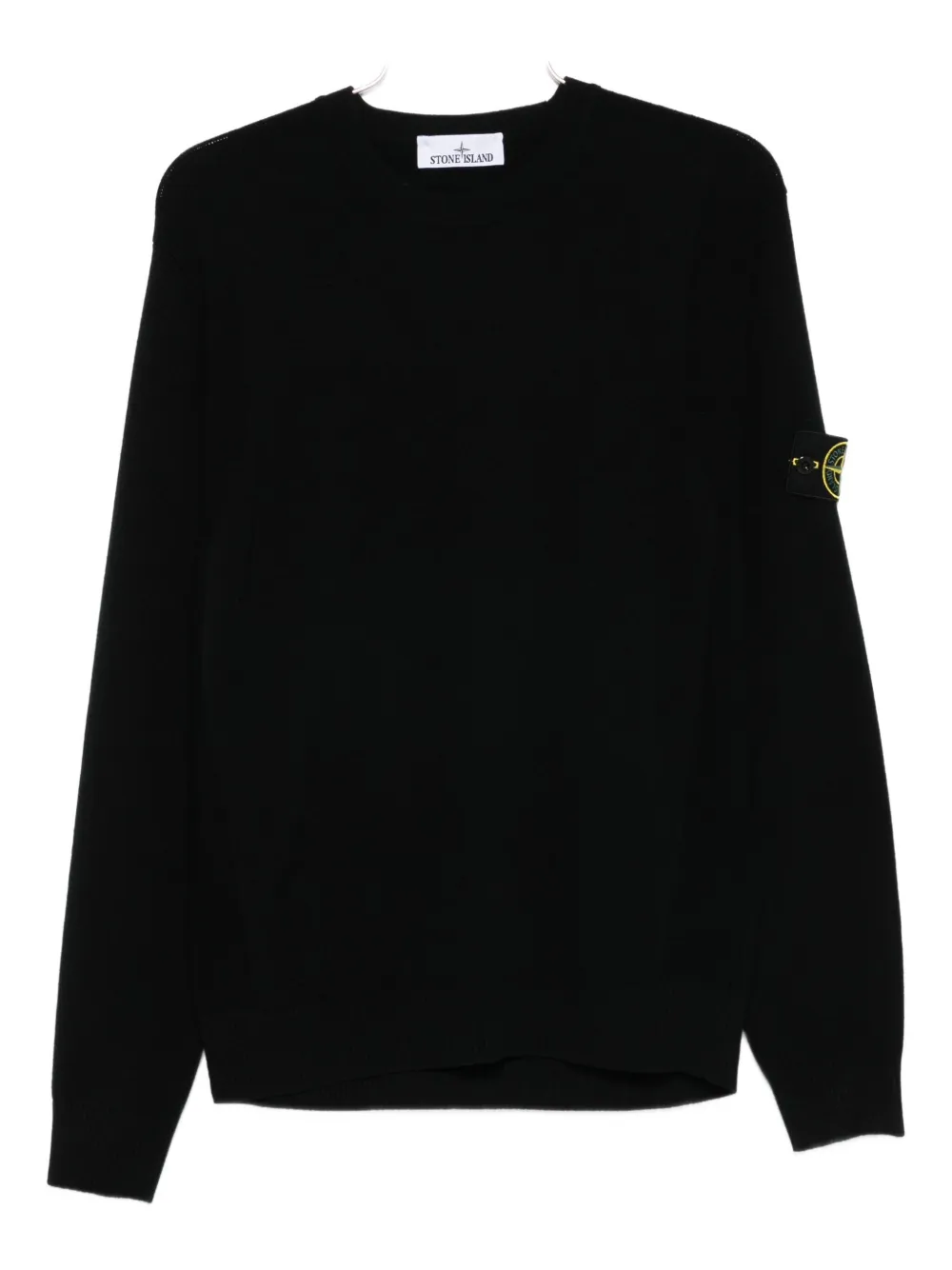 Stone Island logo-patch crew-neck sweater Zwart